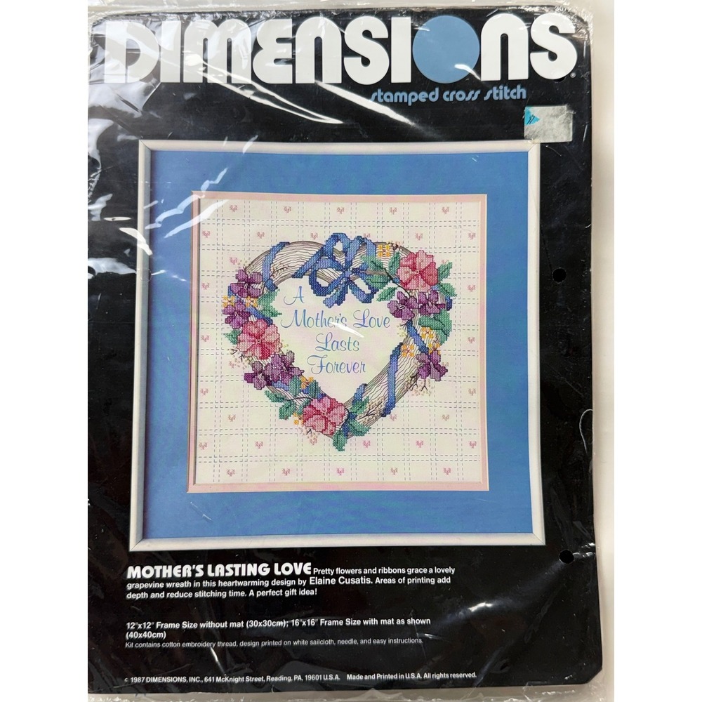Vintage Dimensions Mother's Lasting Love Stamped Cross Stitch Kit 1987
